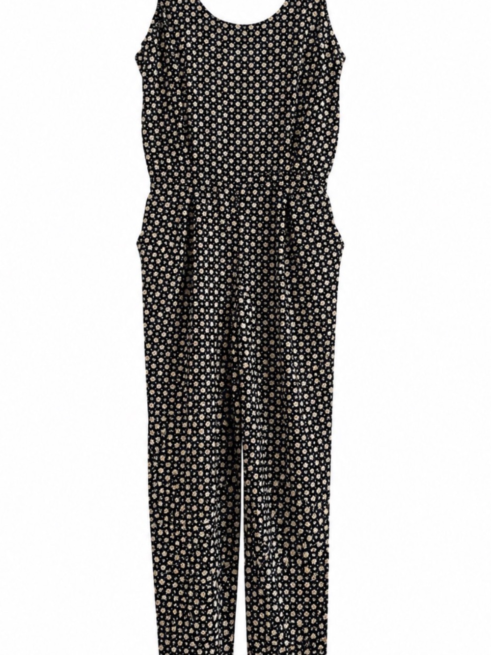 Aqua Black Floral Sleeveless Jumpsuit